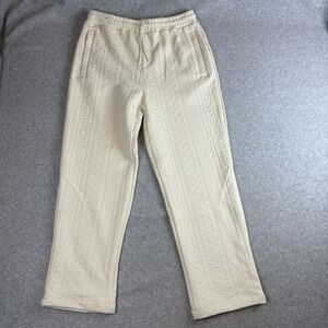NWT Maison Article Jacquard Knit Pants Mens Sz Large Tan Pockets Drawstrings